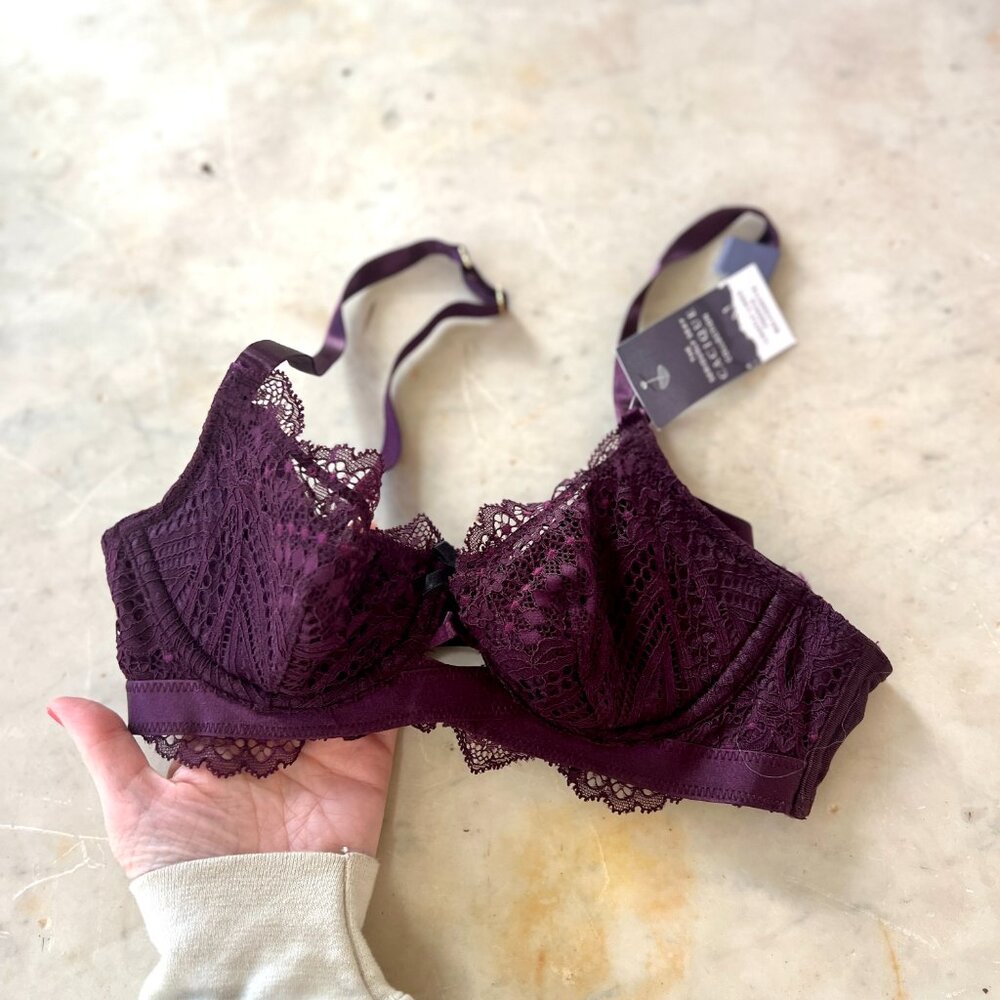 NWT Cacique 32B Deep Purple Balconette Bra